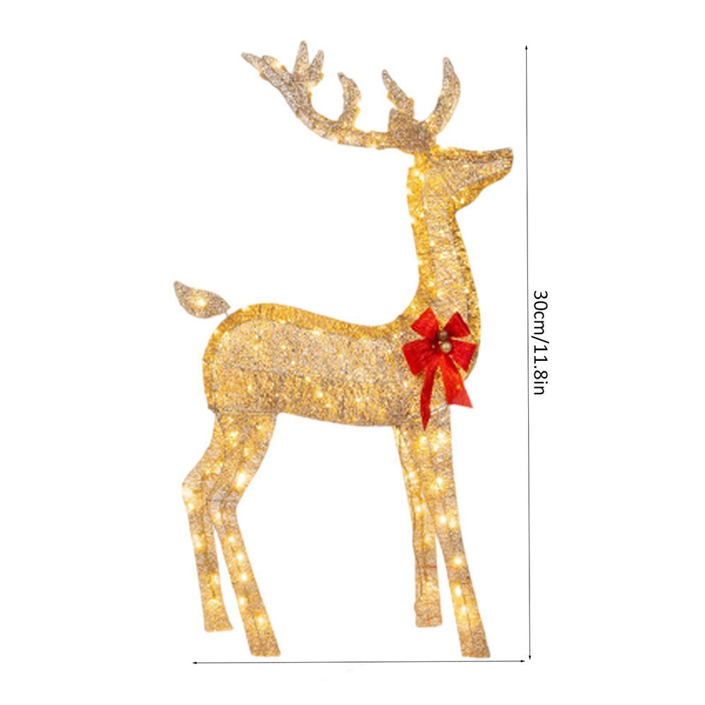 3Pcs Christmas Lighted Reindeer Decorations LED Standing Deer Decor