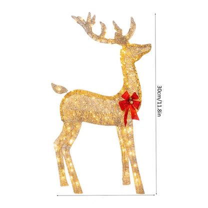 3Pcs Christmas Lighted Reindeer Decorations LED Standing Deer Decor