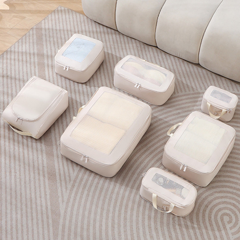 7Pcs Compression Packing Cubes Set ¨C Travel Luggage Organizer Bags for Suitcases Khaki