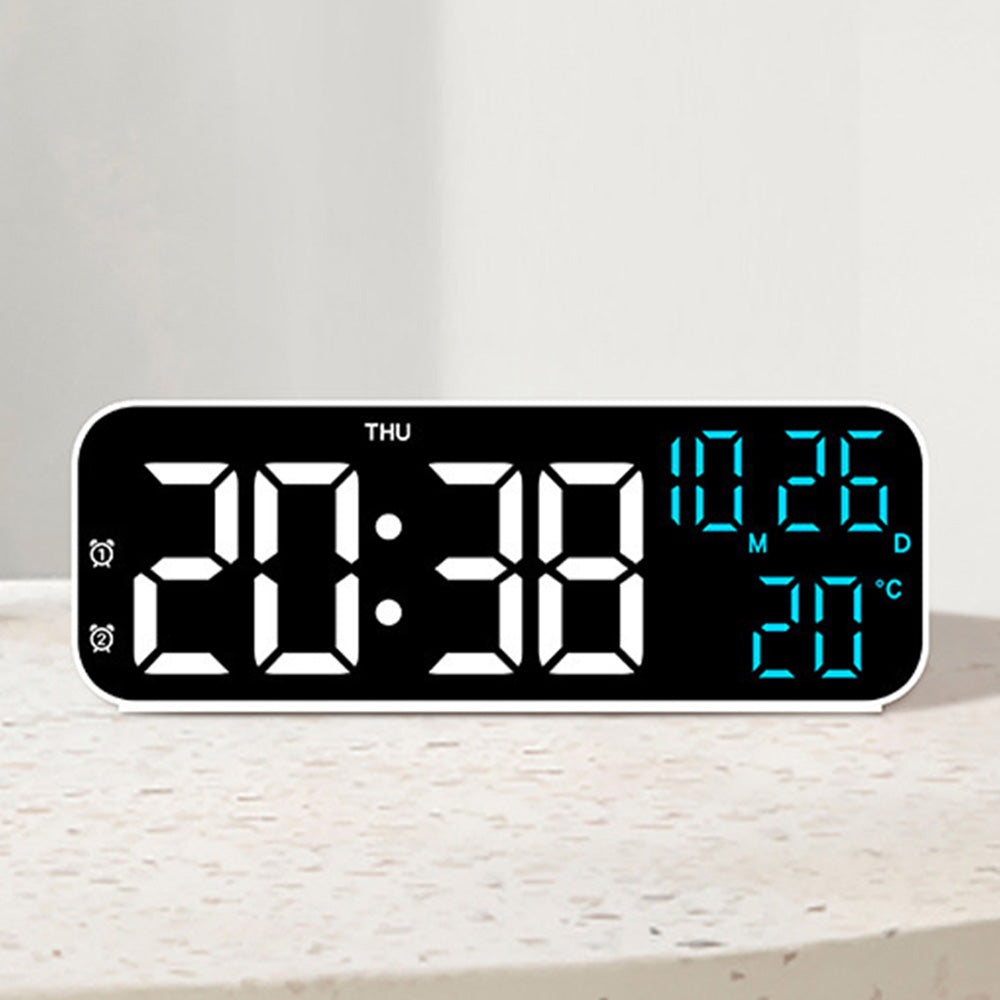 3-in-1 Digital Clocks with Temperature and Humidity Display for Bedroom-White