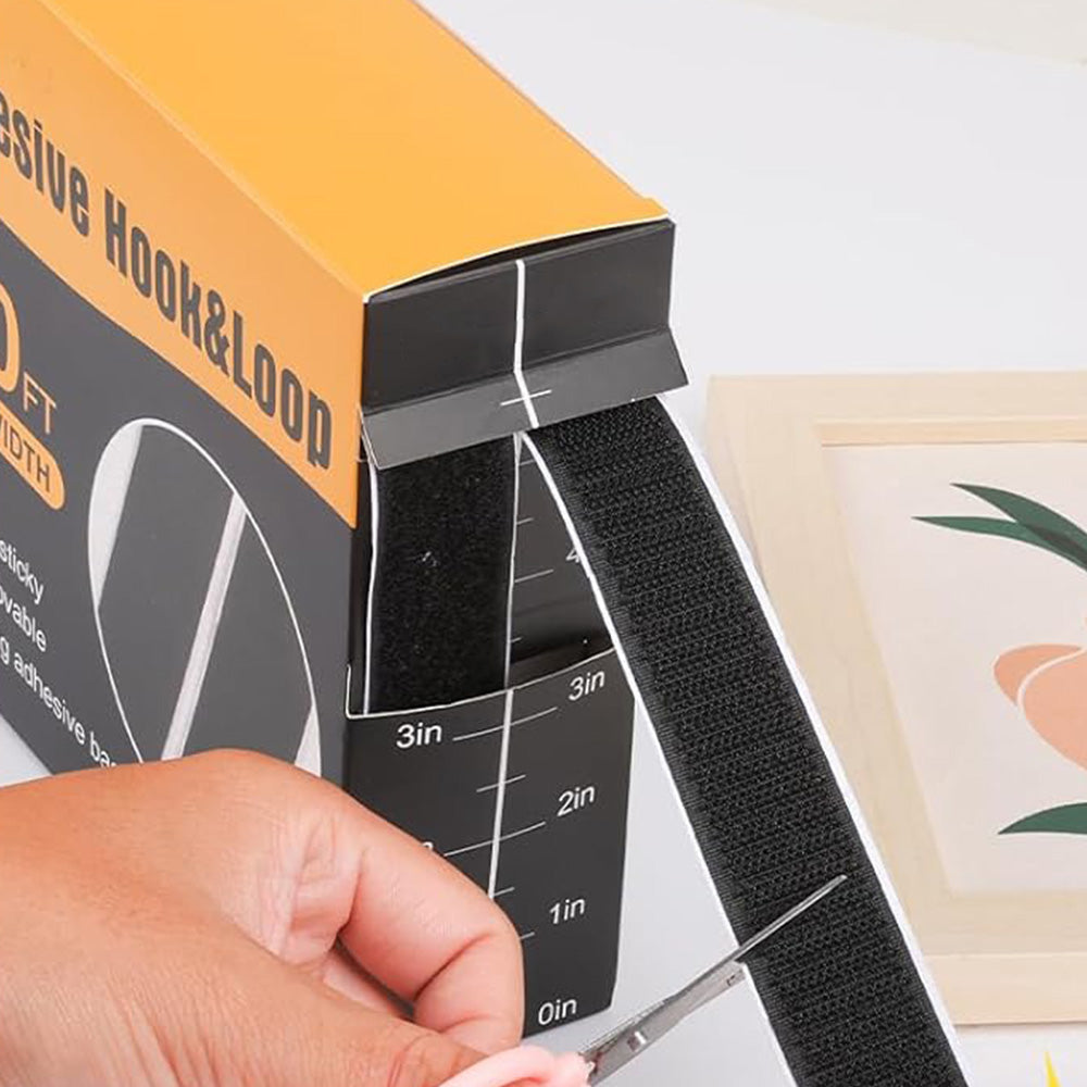 30Ft Hook and Loop Strips with Adhesive 2 Rolls Heavy Duty Hook Loop Tape -Black