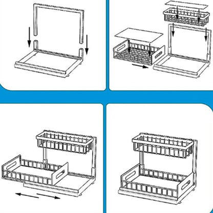 2-Tier Under Sink Organizer Pull Out Shelf for Kitchen Bathroom Countertop