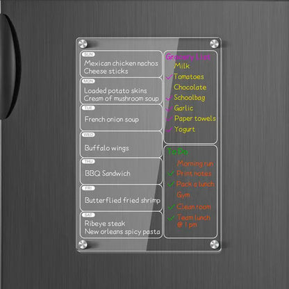 4Pcs Magnetic Dry Erase Calendar for Fridge Acrylic Transparent Board Monthly Weekly Daily Planner