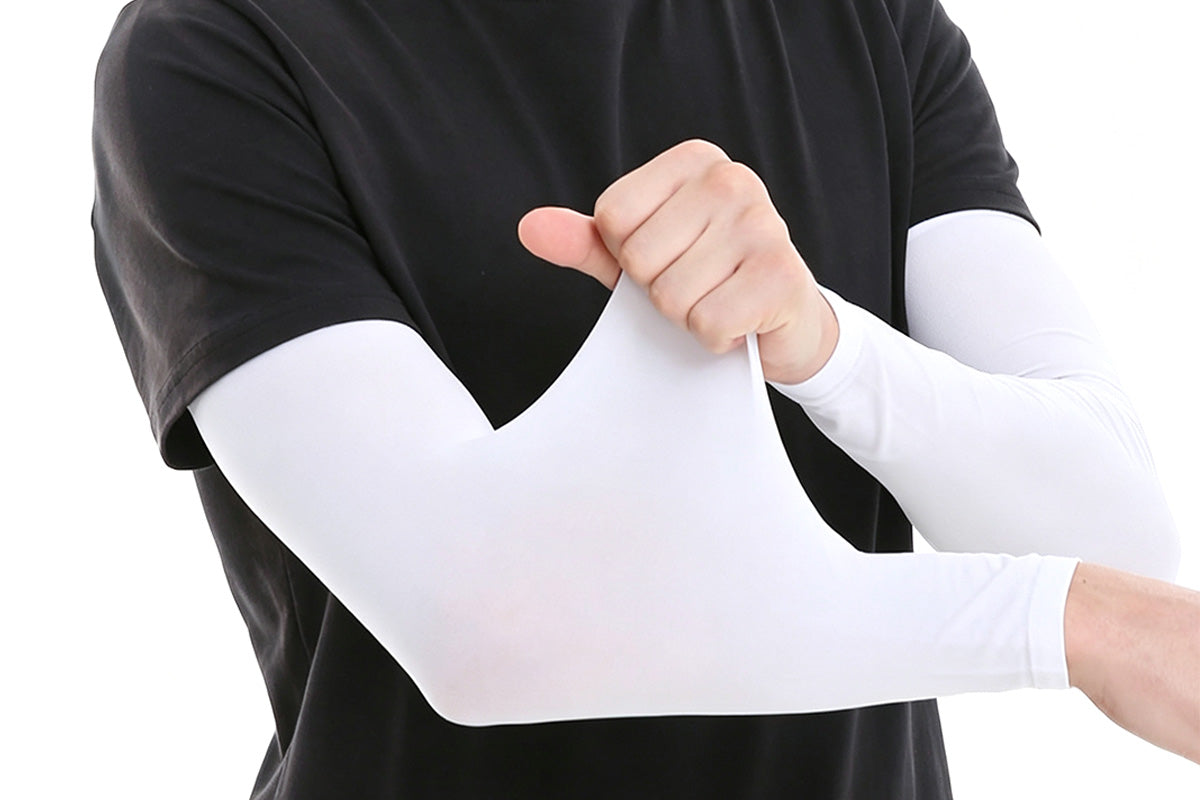 3 Pair 40cm Straight Nylon Spandex Cooling Arm Sleeves - White