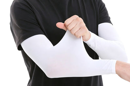 3 Pair 40cm Straight Nylon Spandex Cooling Arm Sleeves - White