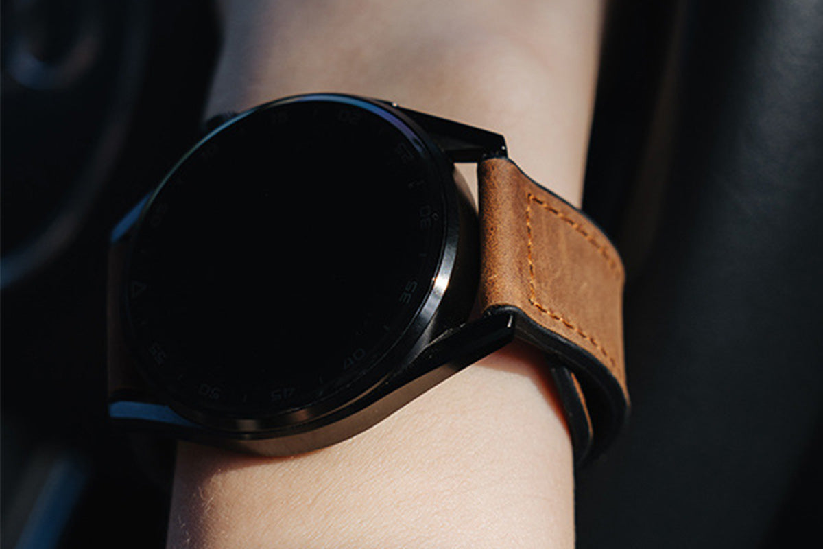 Attractive Leather Watch Band Genuine Leather Strap For Samsung Huawe-Dark Brown