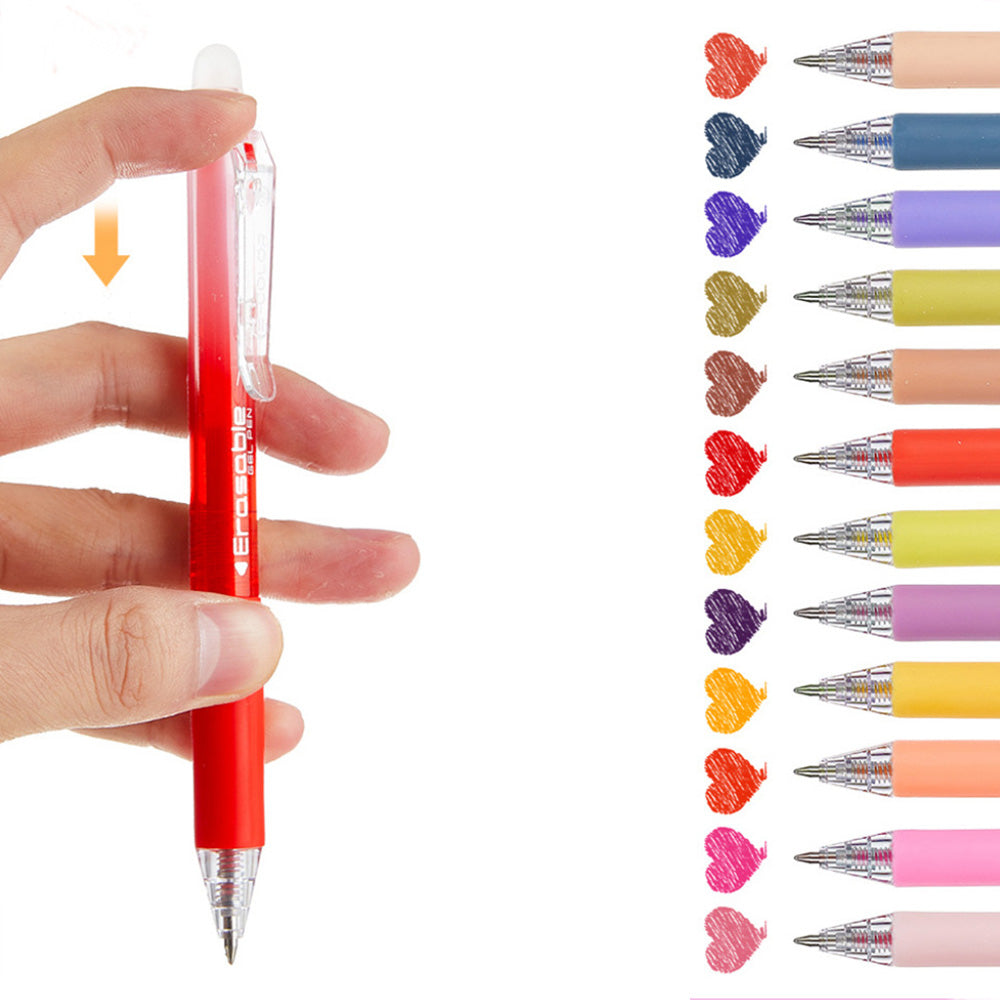 12-Piece Set Colorful Click-Erasable Gel Pen Set for Students School Office