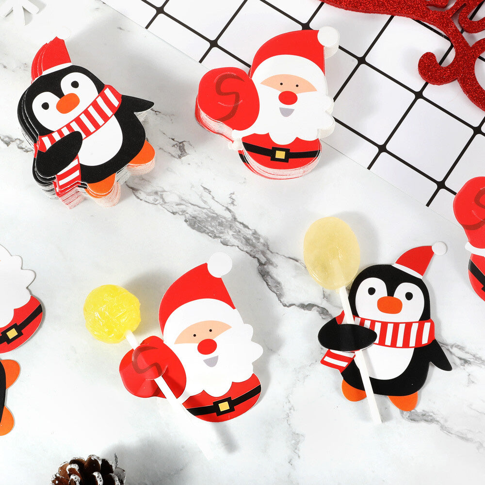 100PCS Christmas Party Lollipop Holders ¨C Santa Claus Candy Paper Card Decorations