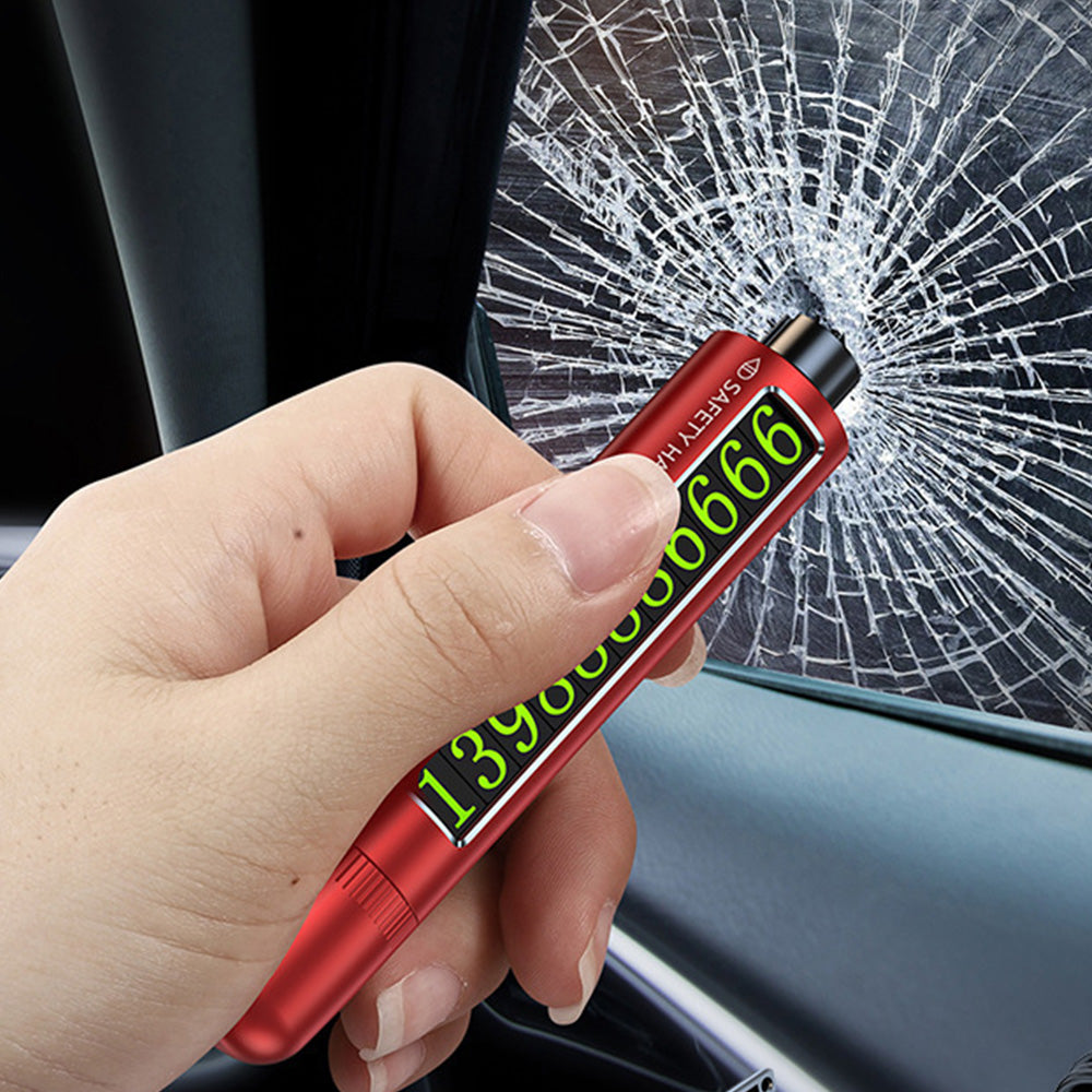 3-in-1 Car Safety Hammer ââ‚?Window Breaker  Seatbelt Cutter & Parking Sign Red