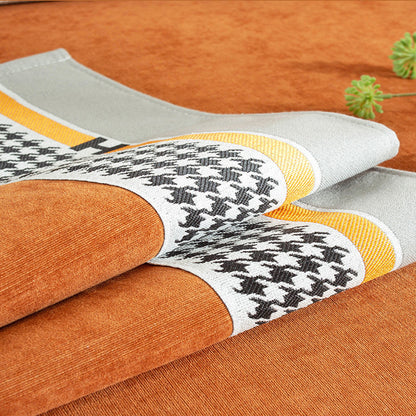 Plaid Couch Universal Furniture Protector Chenille Sectional Couch Covers -Orange