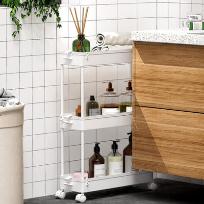 3-Tier Rolling Storage Cart Bathroom Storage Organizer Shelf White