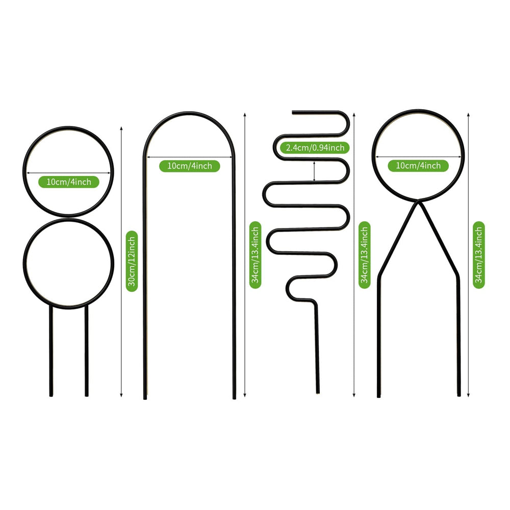 4Pcs Indoor Plant Trellis Metal Potted Houseplant Trellis Climbing Plants Support Stake Black