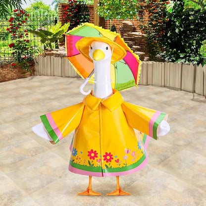 58 cm Raincoat Set for Garden Goose Statue with Rain Hat and Umbrella