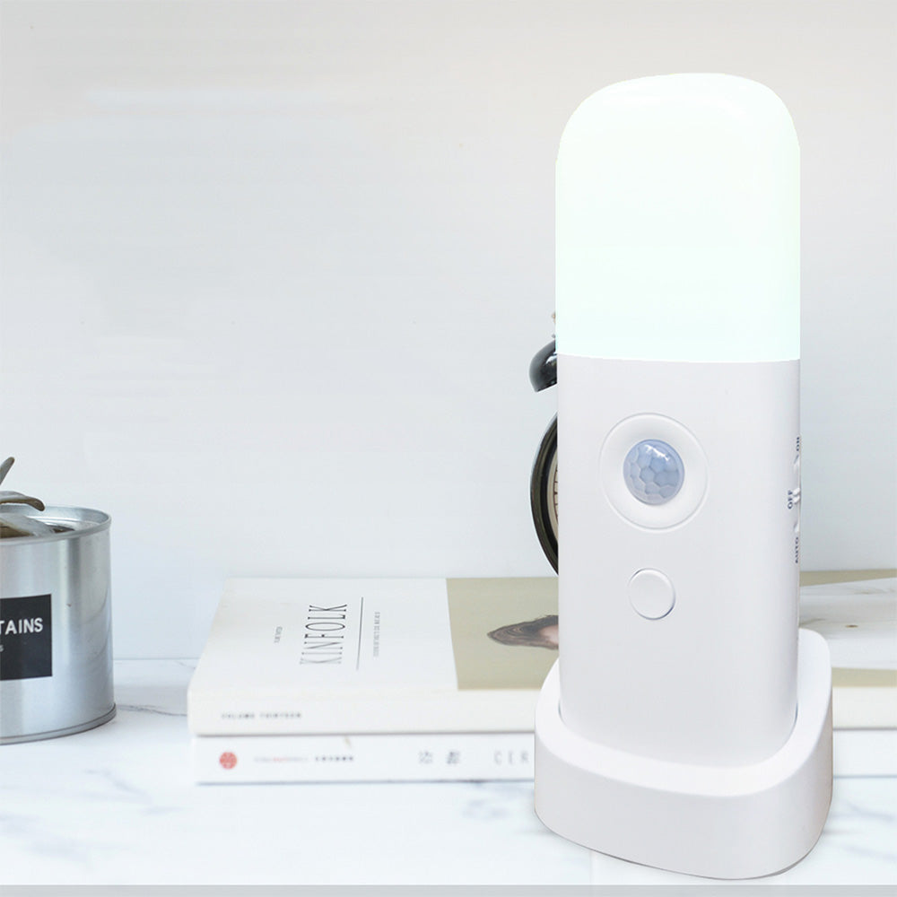 Dimmable Motion Sensor Night Light Rechargeable Nightlight with 5 Brightness Levels White