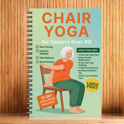 Chair Yoga Book for Seniors: Strength Balance & Wellness Exercises -Orange