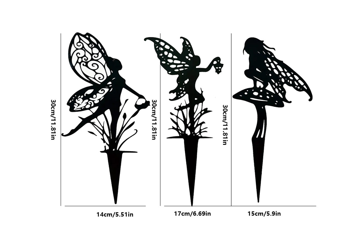 3Pcs Mixed Style Metal Fairy Stake Patio Garden Art Decoration