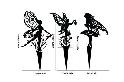 3Pcs Mixed Style Metal Fairy Stake Patio Garden Art Decoration