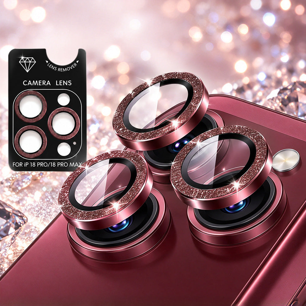 Glitter Camera Lens Protector for iPhone 18 Pro Max Alumina Glass Lens Cover Red