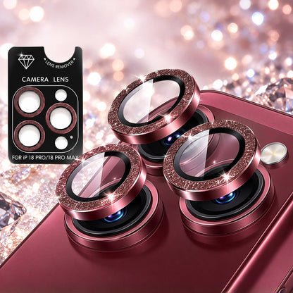 Glitter Camera Lens Protector for iPhone 18 Pro Max Alumina Glass Lens Cover Red
