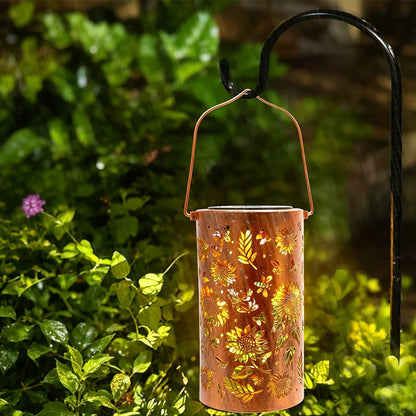 Sunflower Solar Lantern with Butterfly Cutout Light Projection - Mixed Color