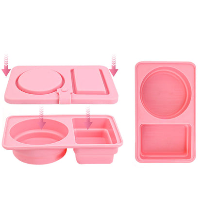 3Pcs Silicone Dual-Compartment Sauce Containers Reusable Snack Containers with Lids for Travel Office Picnic