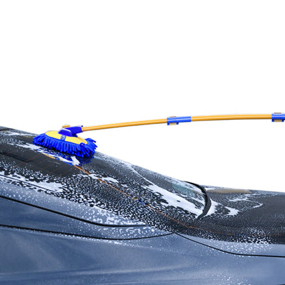 Telescopic Car Wash Brush Chenille Cleaning Mop with 15 Degree Bent Handle Blue