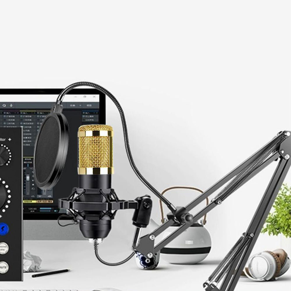 Recording Condenser Microphone Kit with Sound Card for Streaming YouTube TikTok -Gold