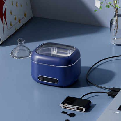 Portable Ultrasonic Retainer Cleaner Dental Appliance Cleaning Machine -Blue