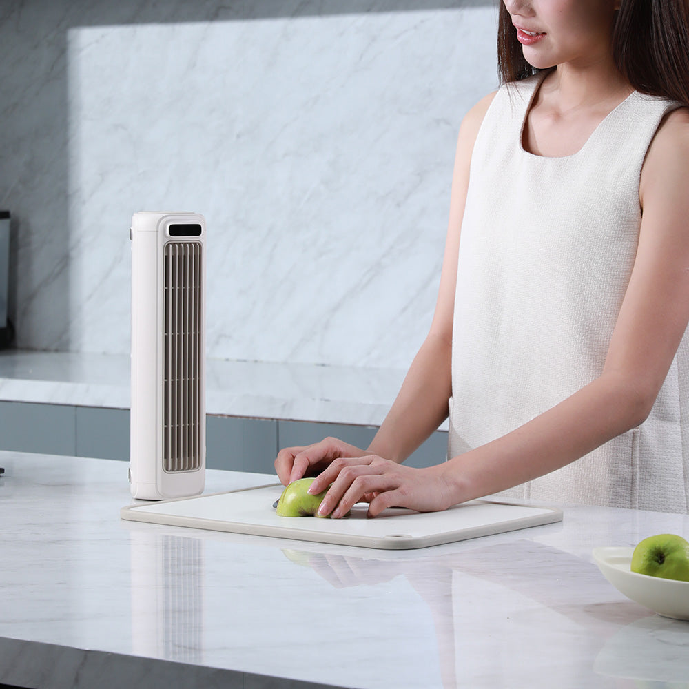 Air Conditioner Style Desktop Cooling Fan with Digital Screen for Room Office Beige