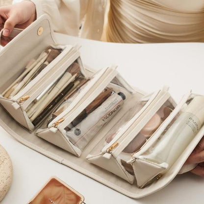 Travel Foldable Makeup Organizer Bag Portable Toiletry Bag Cosmetic Bag with Divider Pouch