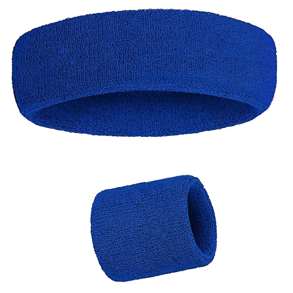 6Pcs Set Sweatbands Sports Headband Wristbands for Sport Tennis Badminton Yoga Dark Blue