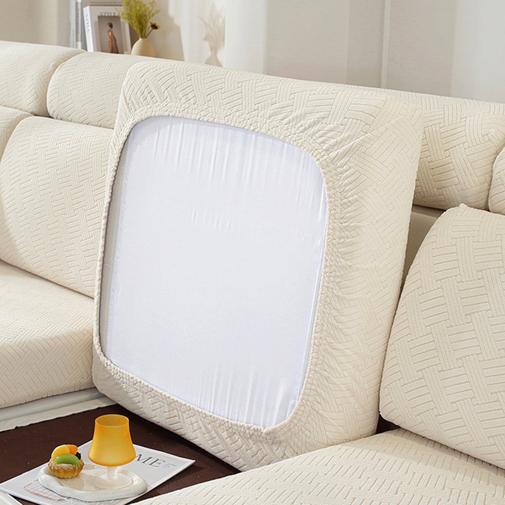 2Pcs Stretch Sofa Cushion Cover Lounge Sofa Seat Slipcover Protector Couch Cover Cream