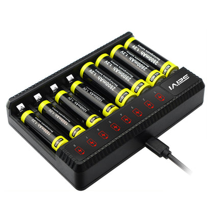 8-Slot Smart Battery Charger with LED Display for 1.2V AA/AAA NiMH Rechargeable Batteries