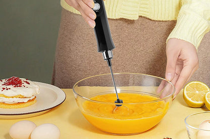 Milk Frother Handheld USB Rechargeable Milk Foam Maker With 3 Stainless Whisks-Black