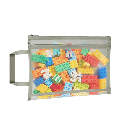 5 Pack Mesh Zipper Pouches A4 Storage Bags with Handle for Puzzles Blocks Toys