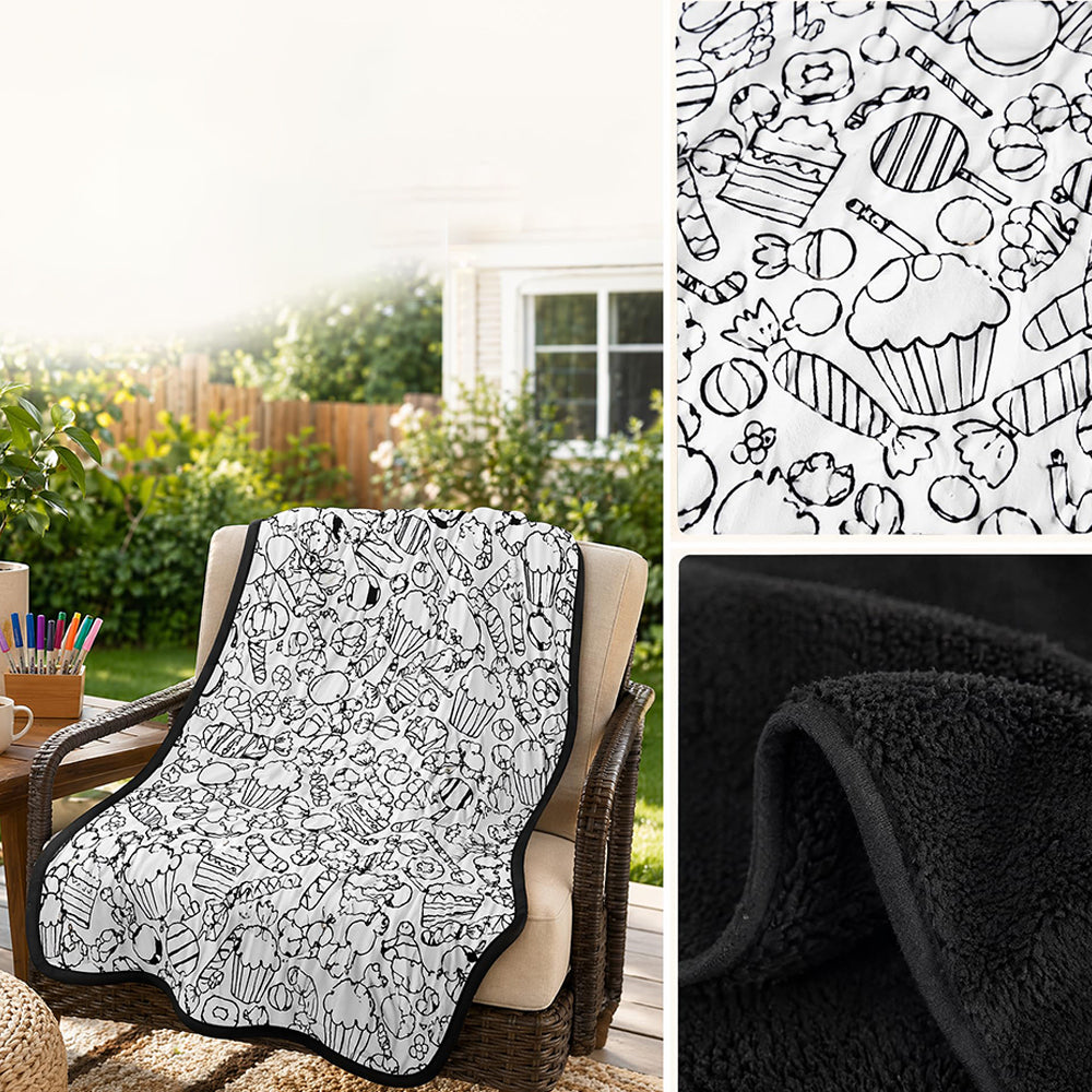 DIY Coloring Blanket Washable Reusable Coloring Mat for Adults - Ice Cream