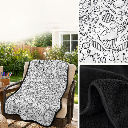 DIY Coloring Blanket Washable Reusable Coloring Mat for Adults - Ice Cream