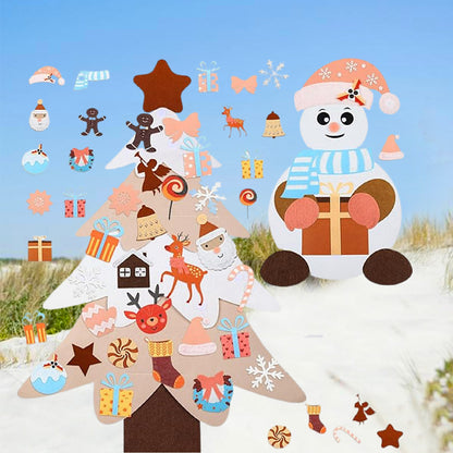 DIY Felt Christmas Tree With Light Reusable Wall Hanging Ornaments-Style 2