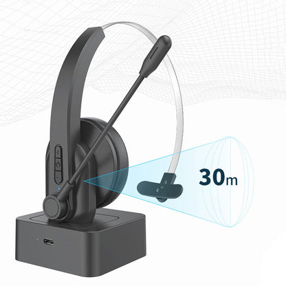 Bluetooth Single Ear Business Headset with Rotatable Microphone Wireless Calling Headset for Laptop Mobile Phone