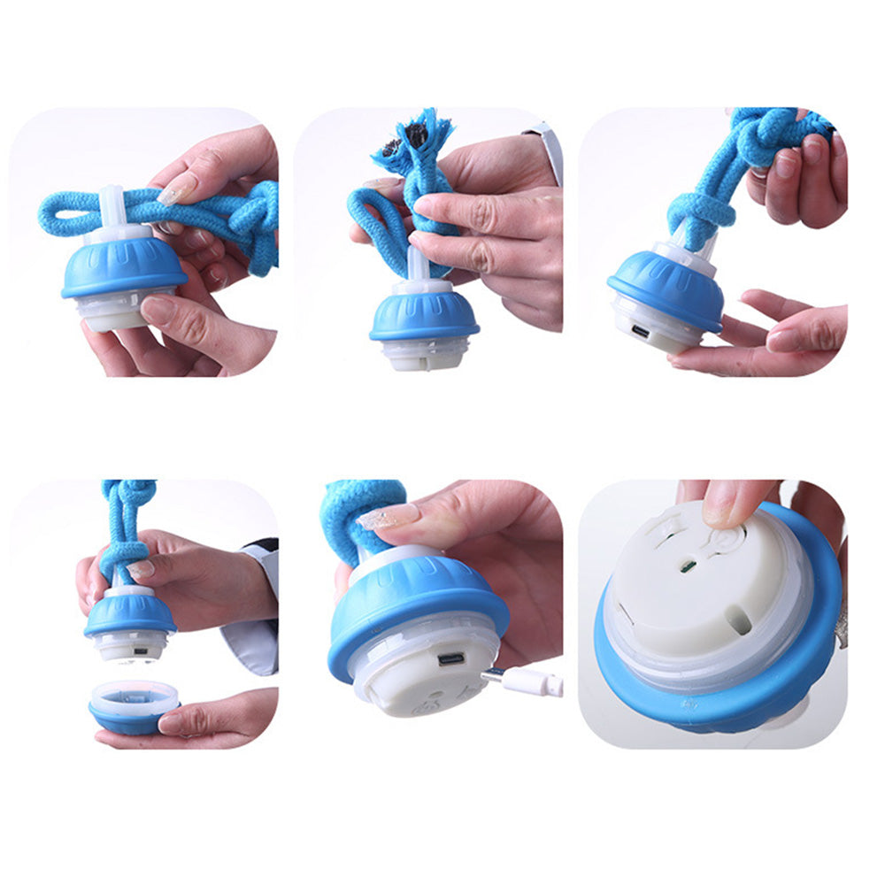 2Pcs Interactive Rolling Dog Ball Toys Touch Activated Squeaky Dog Toy with Rope for Small Dogs Puppy