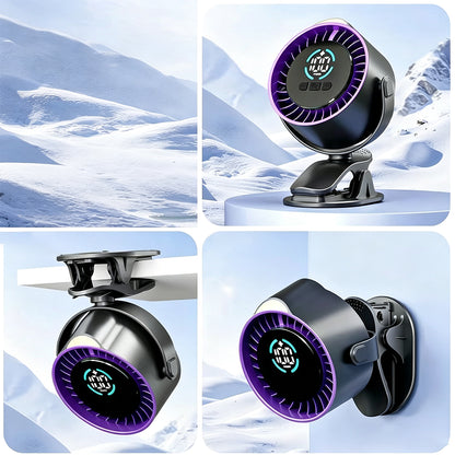 100 Level Digital Clip Fan 720 Degree Airflow Portable Car Fan - Grey