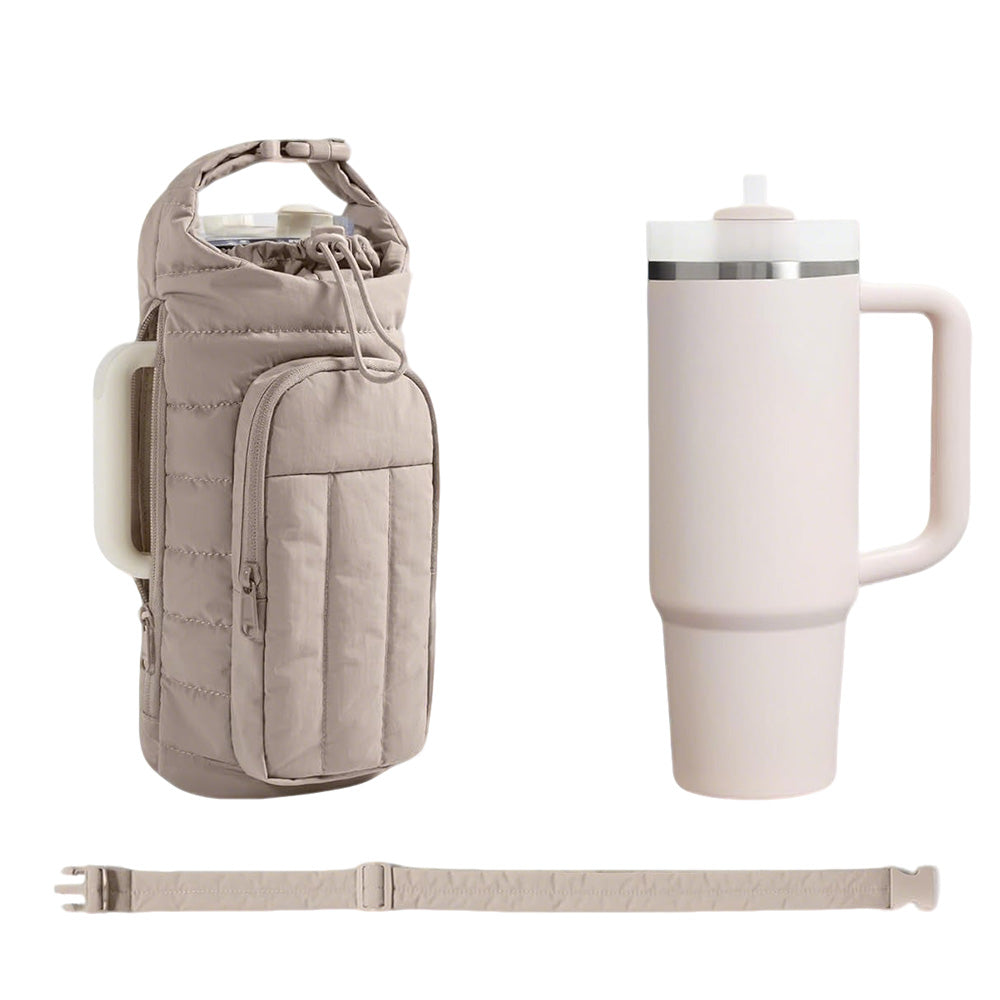 Water Bottle Holder Bag with Strap Crossbody Bag Gym Accessories-Camel