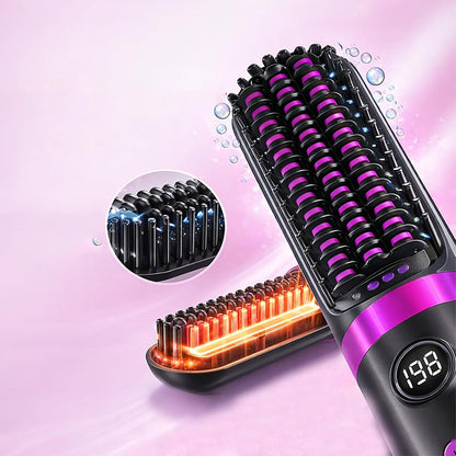 Hair Straightener Brush with Base-Black