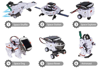 6-in-1 Solar Robot Science Kits Solar Robot Kit STEM Toys for Gift-White