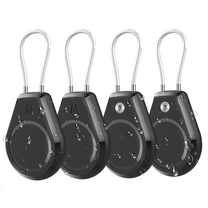 Lock Tracker Case with Steel Cable Hard Shell Protector for AirTag Keychain Luggage-Black