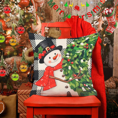 Set of 4 Christmas Pillow Covers Decorative Throw Covers for Sofa Home Decor Style 1