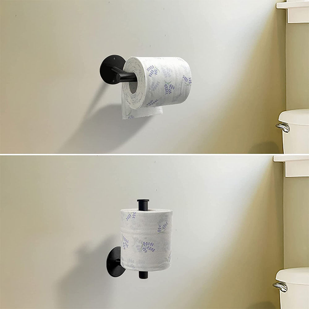 2 Piece Curtain Holdback Hooks and Tissue Roll Holders-Black
