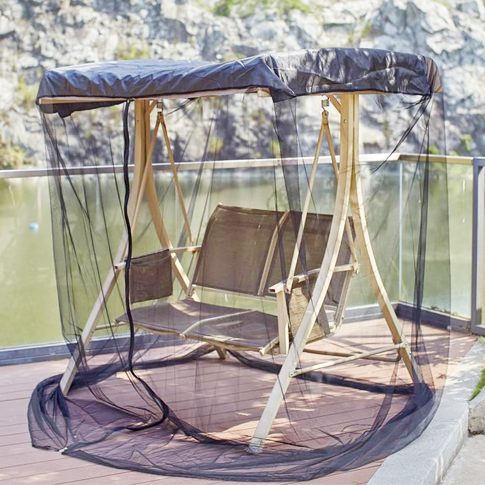 Outdoor Swing Chair Mosquito Net with Water-Resistant Roof Zipper Opening Mesh Mosquito Netting