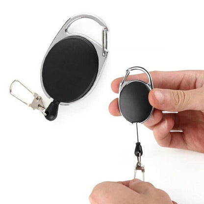 2Pcs PU ID Card Holder with Retractable Badge Reel