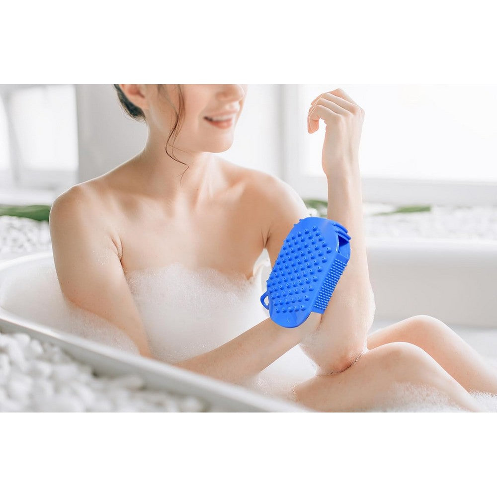 2Pcs Roller Ball Massager Glove Lymphatic Massage Fascia Muscle Release for Back-Blue
